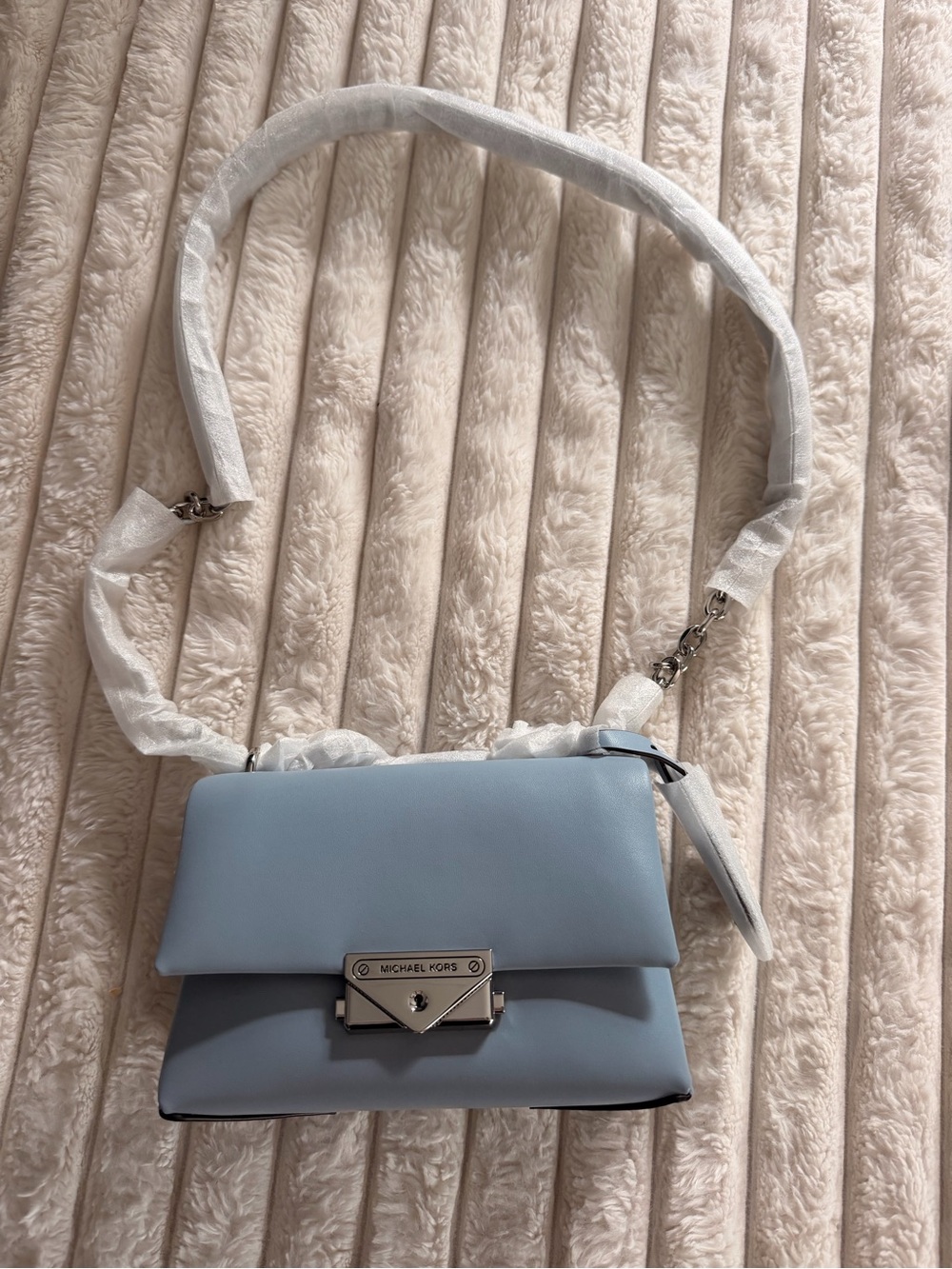 Michael Kors Pale Blue Leather Flap Crossbody Bag